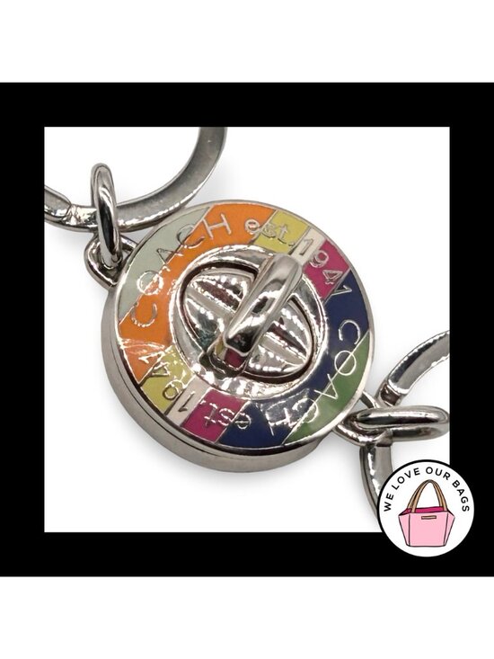 NEW COACH 65th LEGACY Turnlock Valet Stripe Key Fob Bag Charm Keychain Tag 92529 - Picture 2 of 4